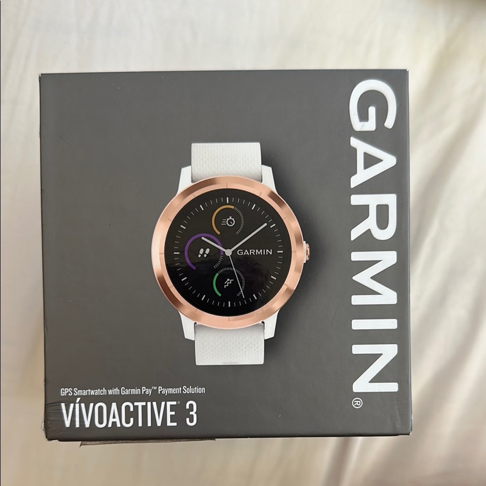 Garmin Vivoactive 3 GPS Smartwatch - Rose Gold and White
